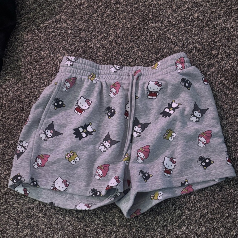 Sanrio Hello Kitty Patterned Gray Athletic Shorts